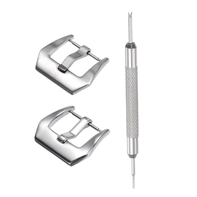 Harfington Uxcell 26mm Width SUS304 Silver Polished and Frosted Buckle with Spring Bar Remover