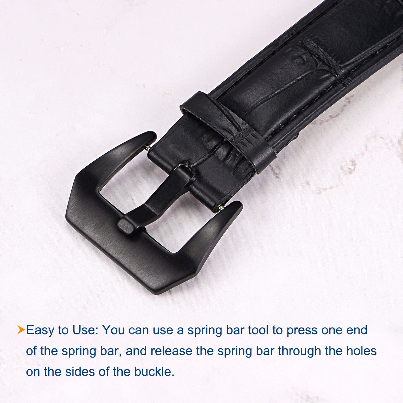 Uxcell Uxcell 22mm Width, SUS304 Frosted Silver Polished Black Buckle with Spring Bar Remover