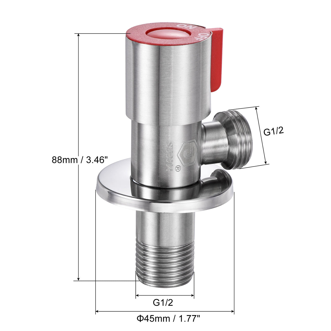 Harfington Household Angle Valve Rotary 304 Stainless Steel Water Stop Valve for Toilet Faucet Water Heater