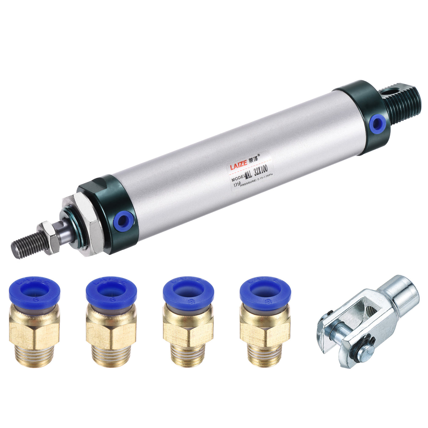 Harfington Air Cylinder Double Action Bore Stroke with Y Connector and Quick Fitting Set