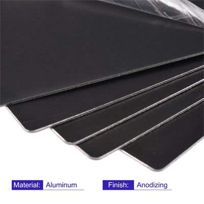 Harfington Uxcell Blank Metal Card 80mm x 30mm x 1mm Anodized Aluminum Plate Black 10 Pcs