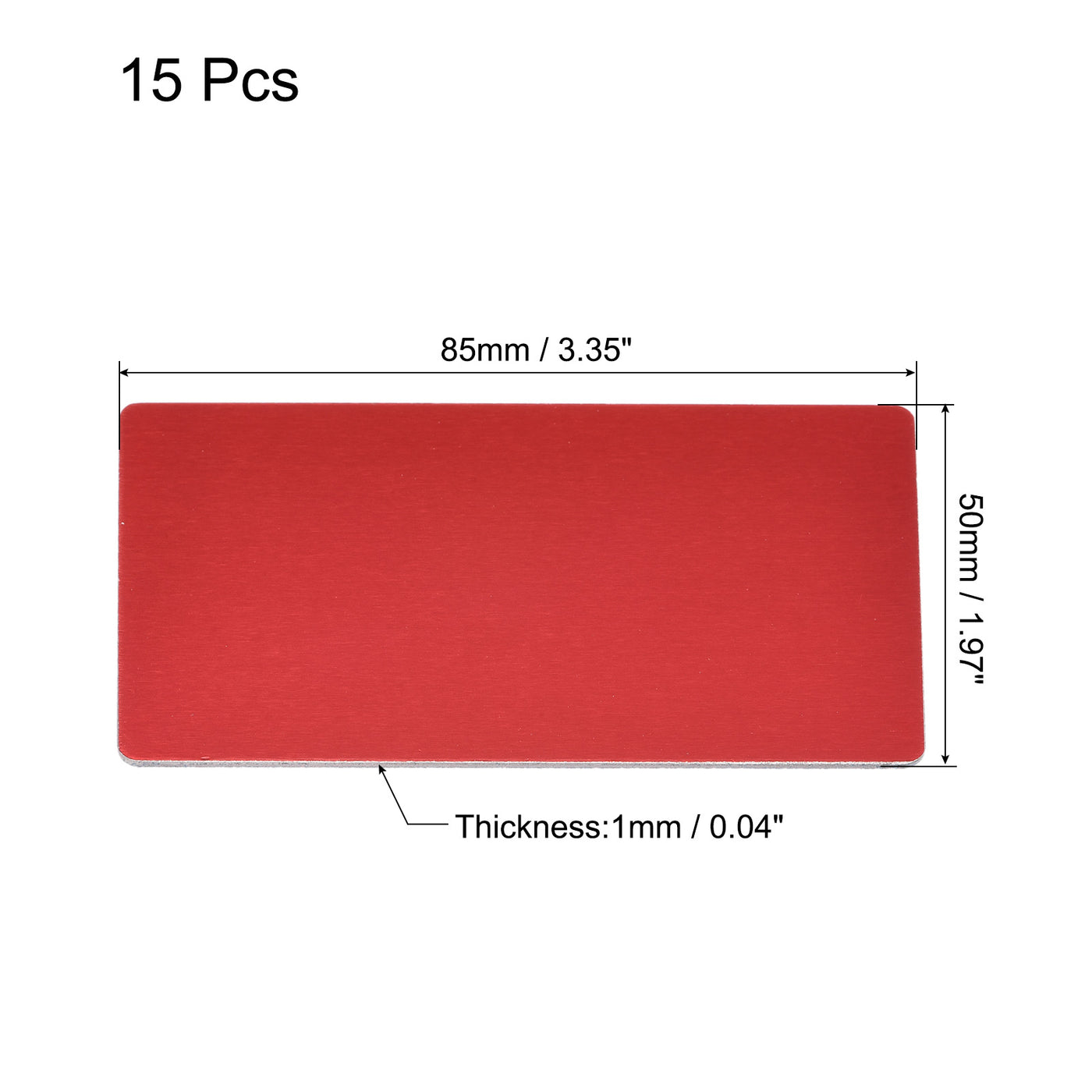 Uxcell Uxcell Blank Metal Card 85mm x 50mm x 1mm Anodized Aluminum Plate Red 15 Pcs