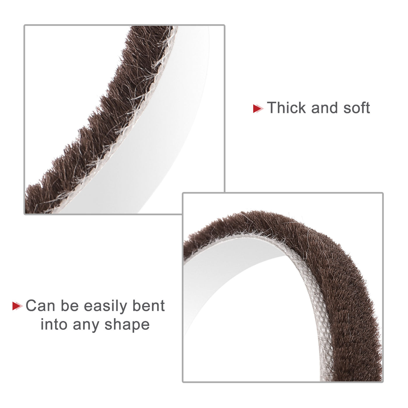 uxcell Uxcell Weather Stripping Brush Self-Adhesive Seal Weatherstrip Sweep Brush for Door Window