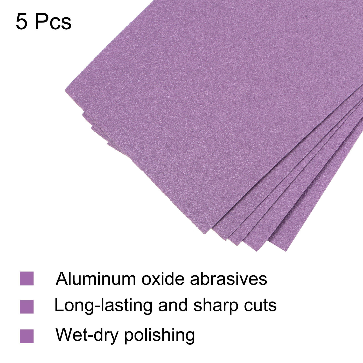 Uxcell Uxcell 5 Pcs Purple Sanding Sheets 240 Grit 9" x 3.7" Aluminum Oxide Sandpapers