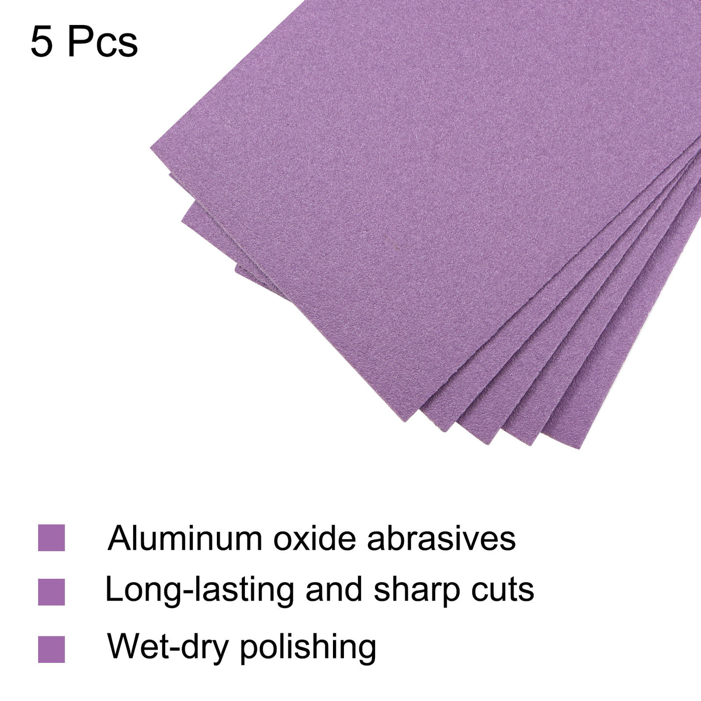 Uxcell Uxcell 5 Pcs Purple Sanding Sheets 240 Grit 9" x 3.7" Aluminum Oxide Sandpapers