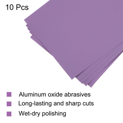Harfington Uxcell 10 Pcs Purple Sanding Sheets 320 Grit 9" x 3.7" Aluminum Oxide Sandpapers