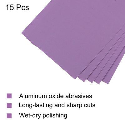 Harfington Uxcell 15 Pcs Purple Sanding Sheets 800 Grit 9" x 3.7" Aluminum Oxide Sandpapers