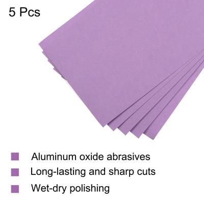 Harfington Uxcell 5 Pcs Purple Sanding Sheets 1200 Grit 9" x 3.7" Aluminum Oxide Sandpapers
