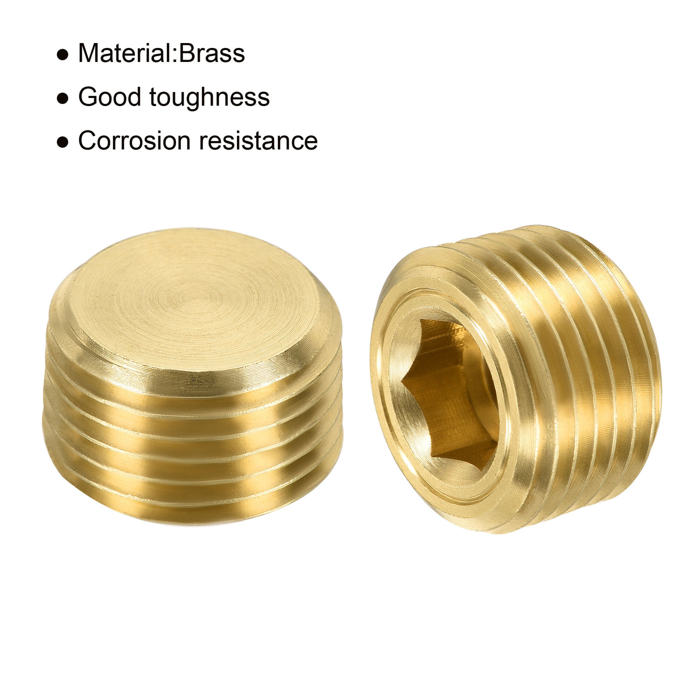 Brass Pipe Plug Male Thread Hex Internal Head Socket Fitting for Water ...