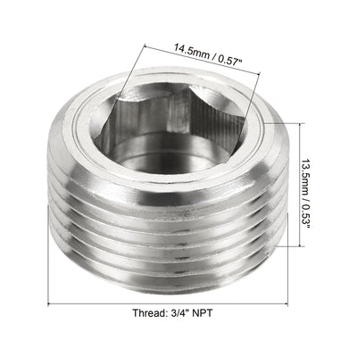 Harfington Brass Pipe Plug Male Thread Hex Internal Head Socket Fitting for Water Air Fuel Pipeline, Galvanized