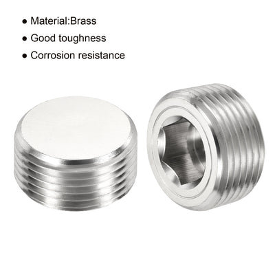 Harfington Brass Pipe Plug Male Thread Hex Internal Head Socket Fitting for Water Air Fuel Pipeline, Galvanized