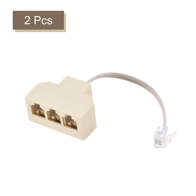 Harfington Phone Jack Splitter 6P4C Male to  Female Way Socket Adapter Telephone Line Splitter with Telephone Extension Cord
