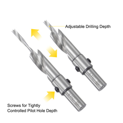 Harfington Uxcell Countersink Drill Bit 3 x 9 x 100mm HSS High-Speed Steel Adjustable Reamer