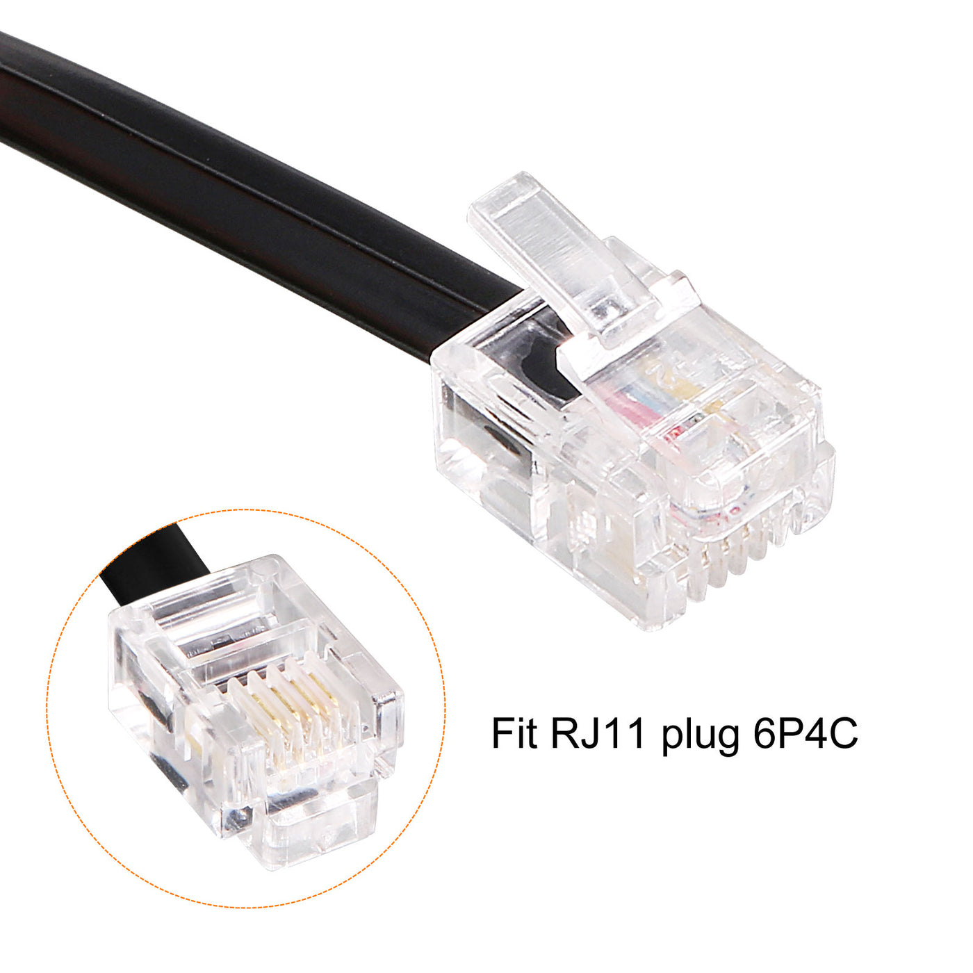Harfington Phone Extension Cord Telephone Cable Phone Line Cord RJ11 6P4C Plugs, Male to Male for Phone and Fax