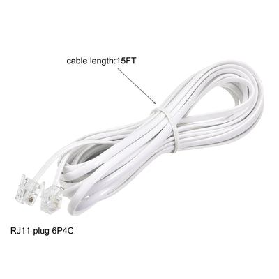 Harfington Phone Extension Cord Telephone Cable Phone Line Cord RJ11 6P4C Plugs, Male to Male for Phone and Fax 2pcs