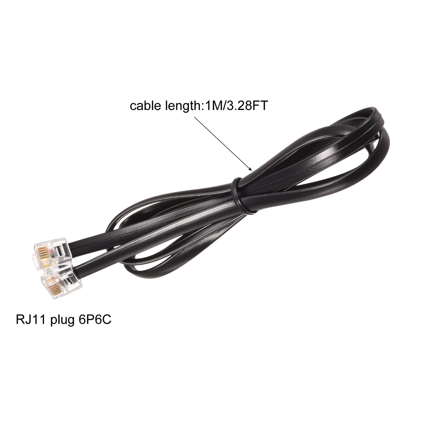 Harfington Phone Extension Cord Telephone Cable Phone Line Cord RJ11 6P6C Plugs, Male to Male for Phone and Fax 2pcs