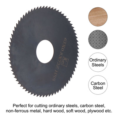Harfington Uxcell 60mm Dia 16mm Arbor 1mm Thick 72 Tooth Nitriding Circular Saw Blade Cutter