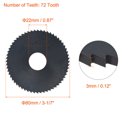 Harfington Uxcell 80mm Dia 22mm Arbor 3mm Thick 60 Tooth Nitriding Circular Saw Blade Cutter