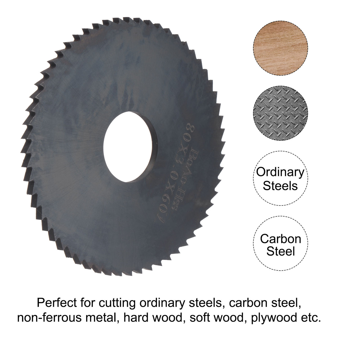 Uxcell Uxcell 80mm Dia 22mm Arbor 3mm Thick 60 Tooth Nitriding Circular Saw Blade Cutter
