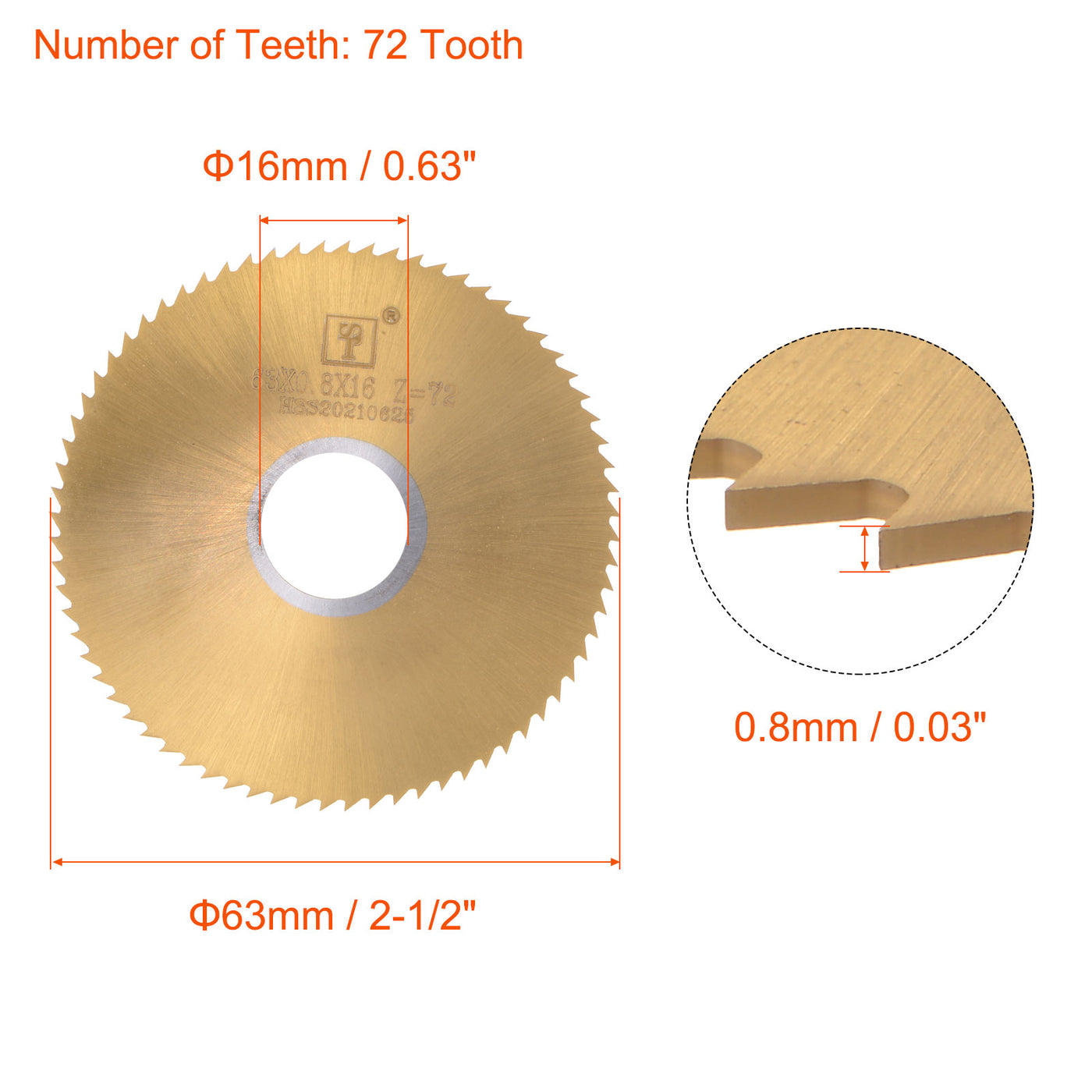Uxcell Uxcell 60mm Dia 16mm Arbor 2mm Thick 72 Tooth Titanium Coated Circular Saw Blade