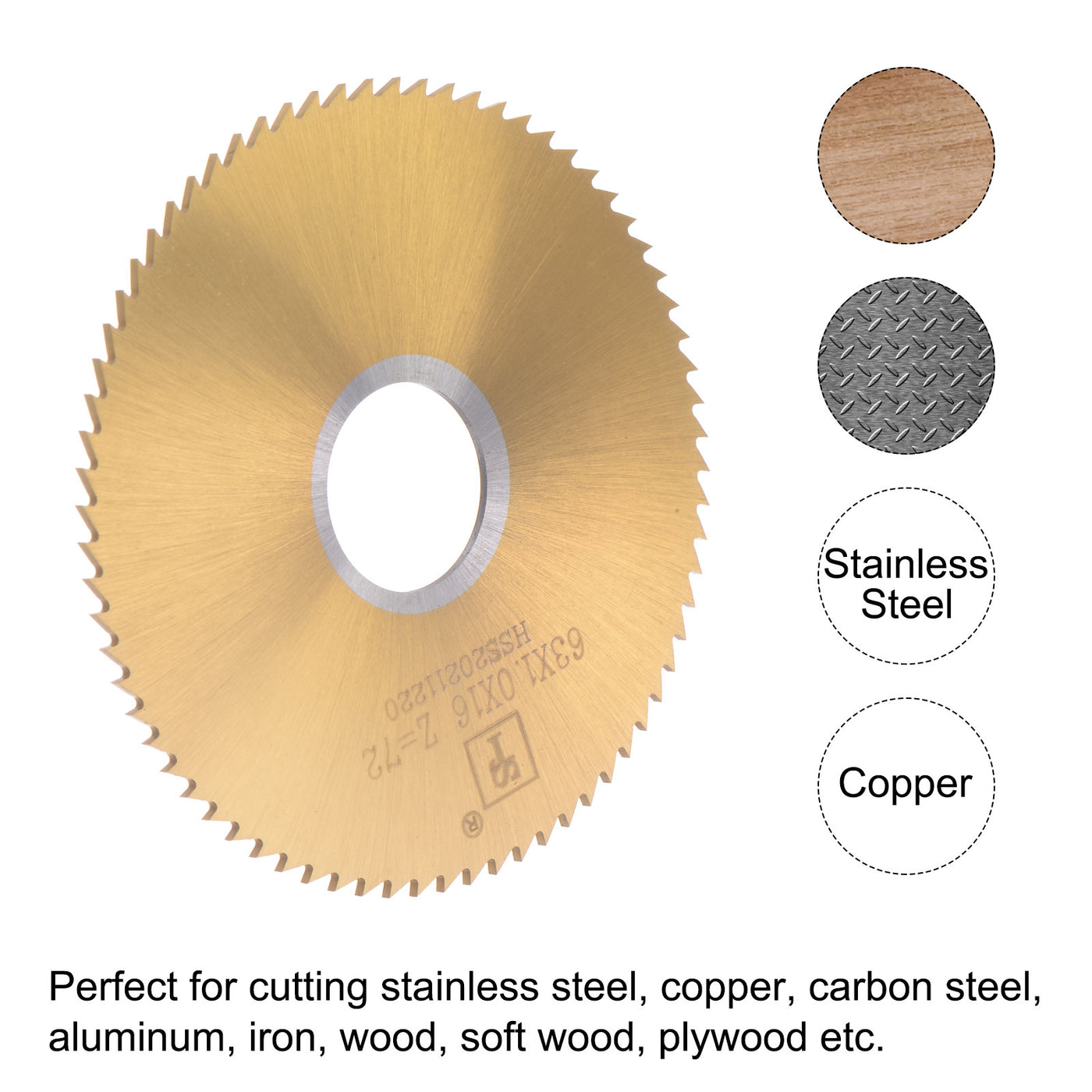 Uxcell Uxcell 60mm Dia 16mm Arbor 2mm Thick 72 Tooth Titanium Coated Circular Saw Blade