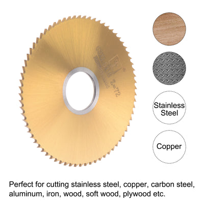 Harfington Uxcell 60mm Dia 16mm Arbor 2mm Thick 72 Tooth Titanium Coated Circular Saw Blade