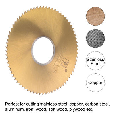 Harfington Uxcell 75mm Dia 22mm Arbor 1.2mm Thick 72 Tooth Titanium Coated Circular Saw Blade