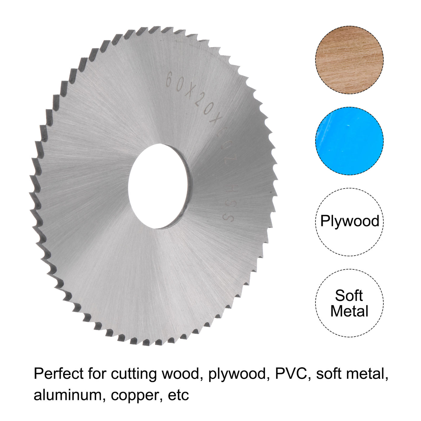 Uxcell Uxcell 80mm Dia 22mm Arbor 2.5mm Thick 60 Tooth High Speed Steel Circular Saw Blade