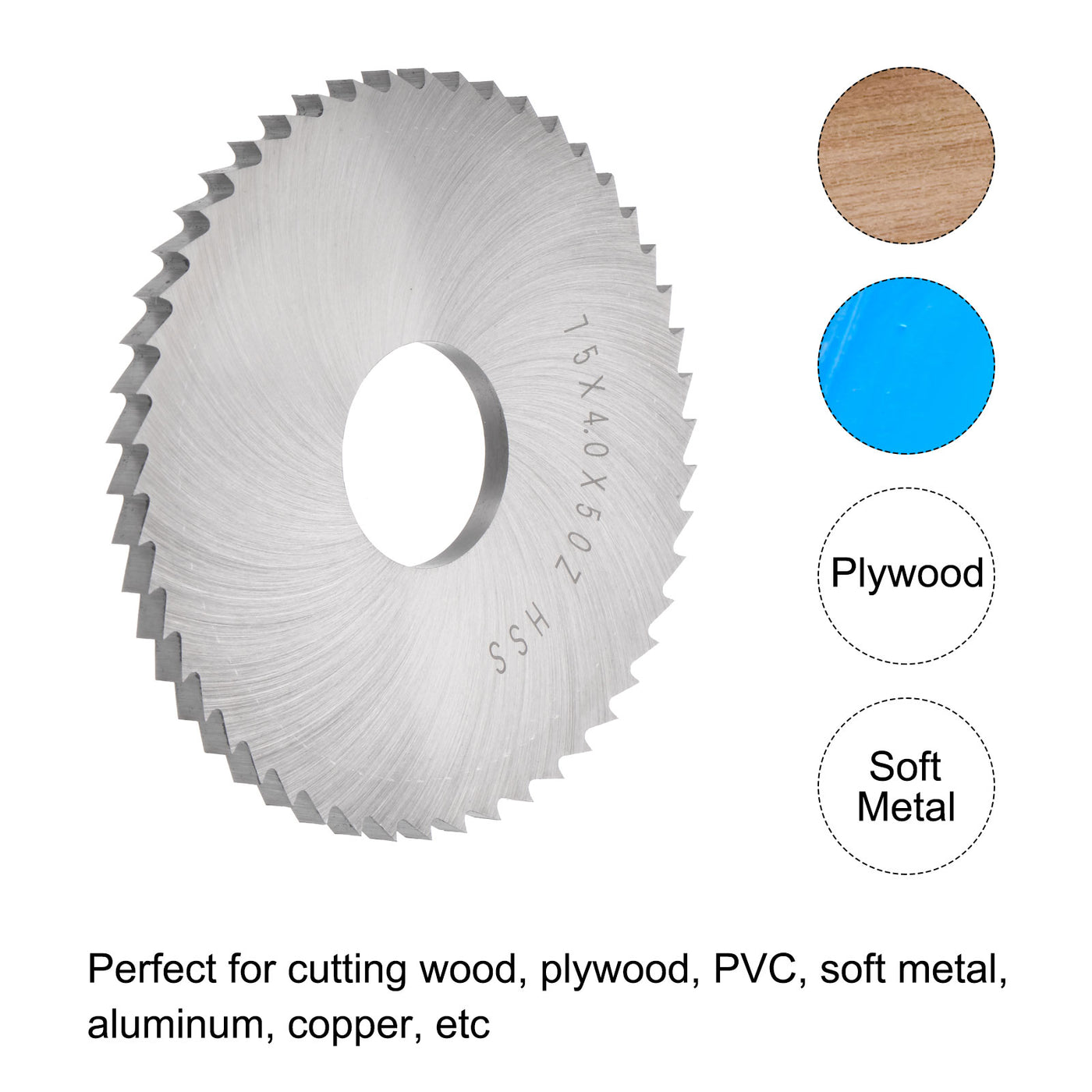 Uxcell Uxcell 75mm Dia 22mm Arbor 5mm Thick 50 Tooth High Speed Steel Circular Saw Blade