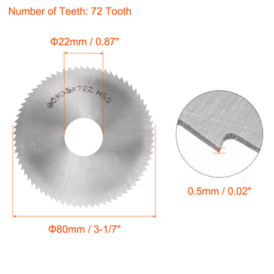 Harfington Uxcell 75mm Dia 22mm Arbor 0.5mm Thick 72 Tooth High Speed Steel Circular Saw Blade