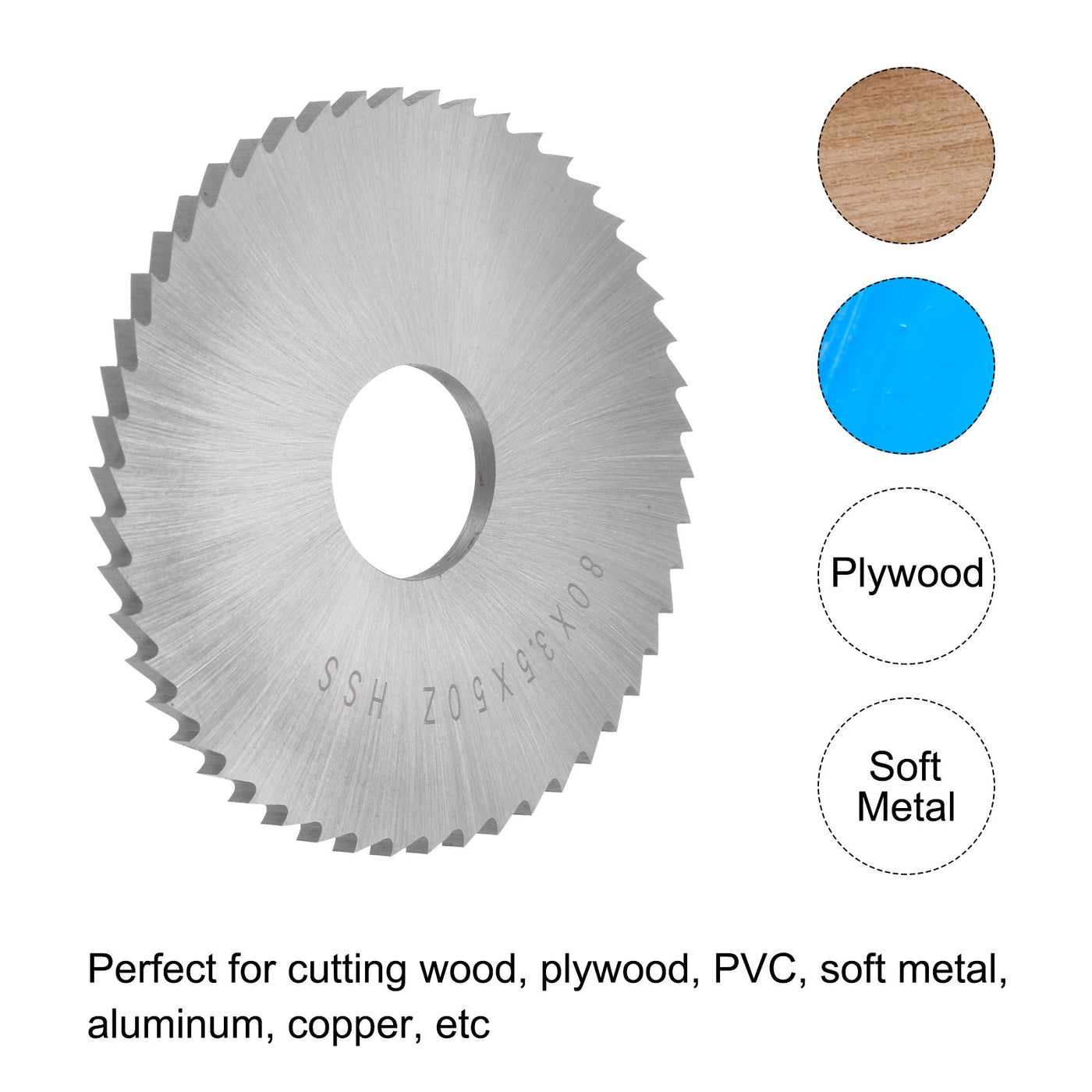 Uxcell Uxcell 75mm Dia 22mm Arbor 5mm Thick 50 Tooth High Speed Steel Circular Saw Blade
