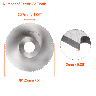 Harfington Uxcell 125mm Dia 27mm Arbor 1mm Thick 72 Tooth High Speed Steel Circular Saw Blade