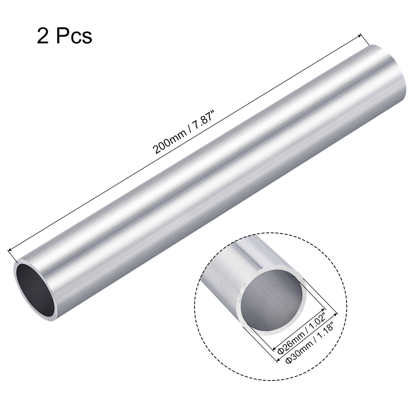 uxcell Uxcell 6063 Aluminum Tubing Seamless Straight Pipes Tube