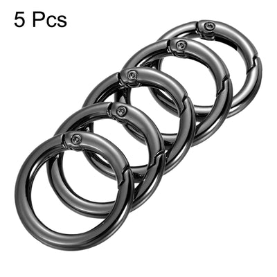 Harfington 5pcs 28x20x4mm Spring Gate O Rings Round Snap Clip for Keyring Buckle Gold