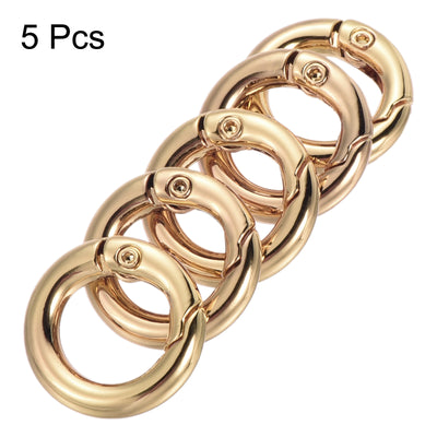 Harfington 5pcs 28x20x4mm Spring Gate O Rings Round Snap Clip for Keyring Buckle Gold