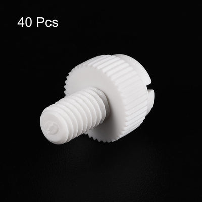 Harfington Uxcell Plastic Machine Screws, M8x16mm PP Slotted Knurled Fasteners Bolts for Electronics, Communications, White, 40Pcs