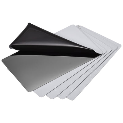 Harfington Uxcell Blank Metal Card 85x50x0.4mm 201 Stainless Steel Plate Polished Dark Gray 15 Pcs