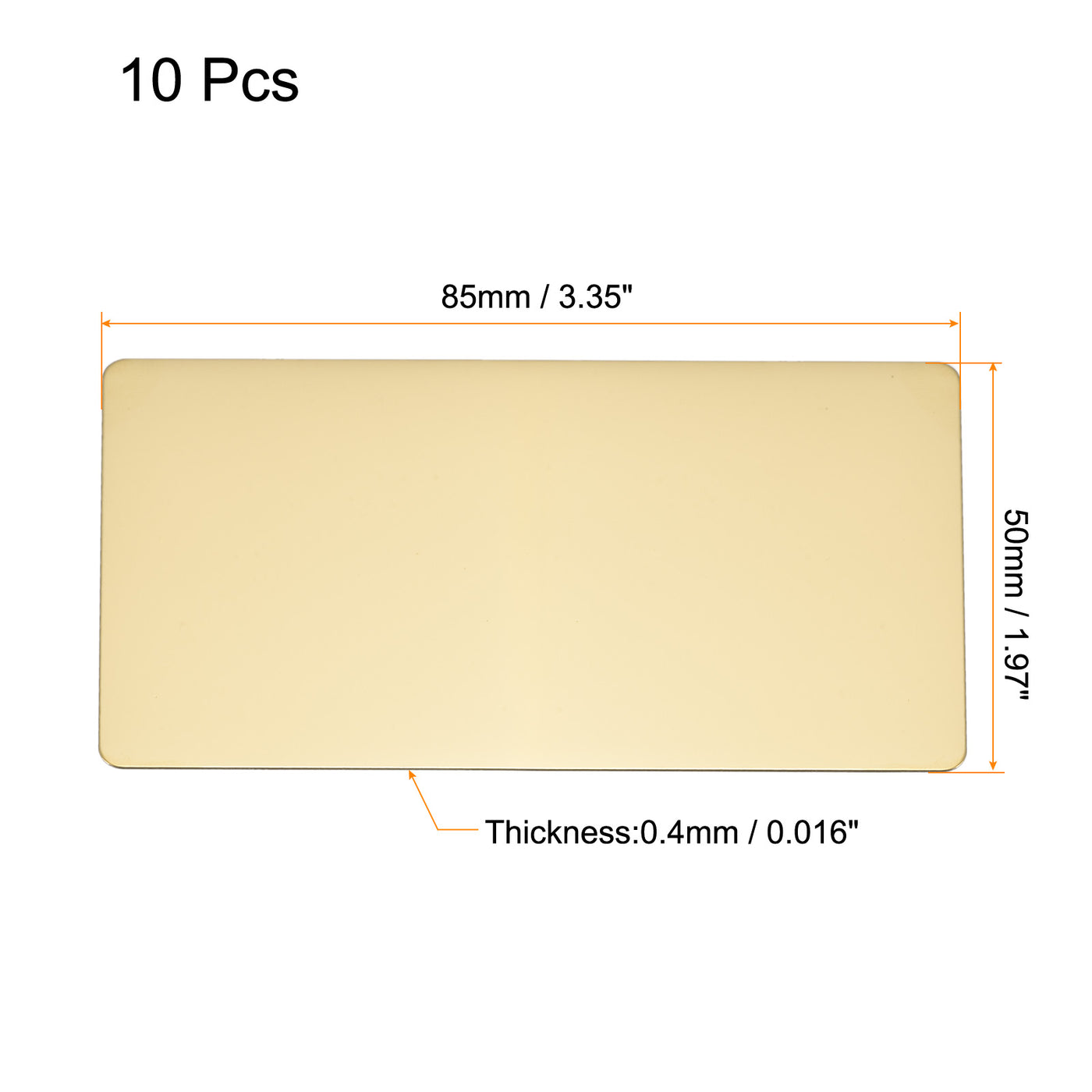 Uxcell Uxcell Blank Metal Card 85x50x0.4mm 201 Stainless Steel Plate Polished Gold Tone 10 Pcs
