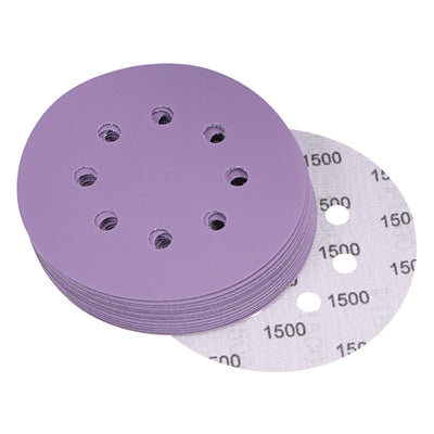 Harfington Uxcell 15Pcs 5-Inch Purple Sanding Discs 10000 Grit 8 Hole Hook and Loop Sand Paper