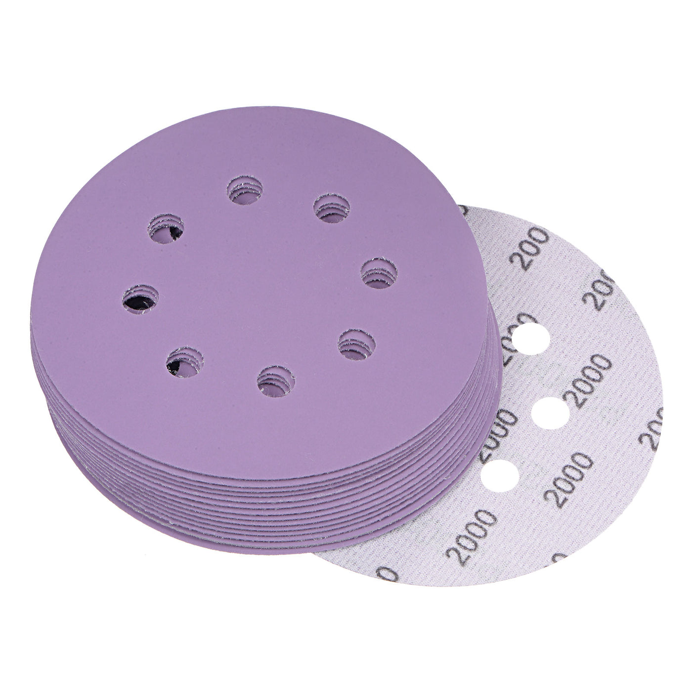 uxcell Uxcell 15Pcs 5-Inch Purple Sanding Discs 10000 Grit 8 Hole Hook and Loop Sand Paper