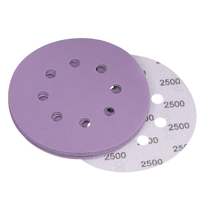 Uxcell Uxcell 5Pcs 5-Inch Purple Sanding Discs 10000 Grit 8 Hole Hook and Loop Sand Paper