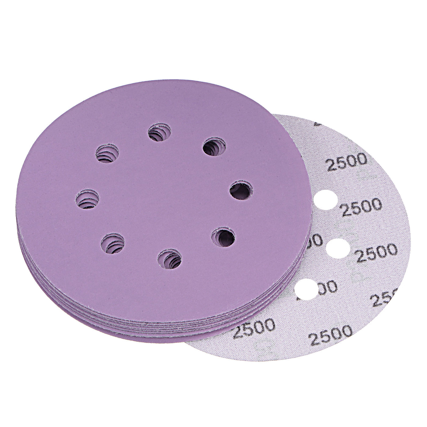Uxcell Uxcell 10Pcs 5-Inch Purple Sanding Discs 3000 Grit 8 Hole Hook and Loop Sand Paper