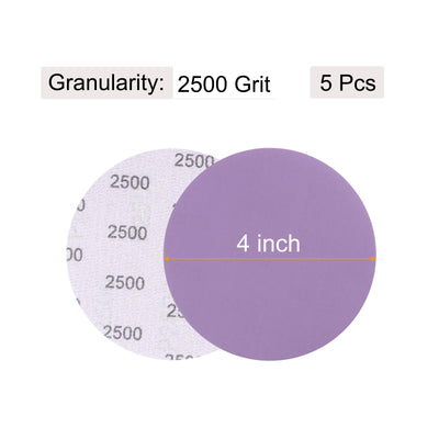 Harfington Uxcell 5Pcs 4-Inch Purple Sanding Discs 5000 Grit Hook & Loop Aluminum Oxide Sand Paper