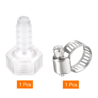 Harfington 1 Set PP Hose Fitting 6mm Barb G3/8 Female Adapter with 6-12mm Hose Clamp