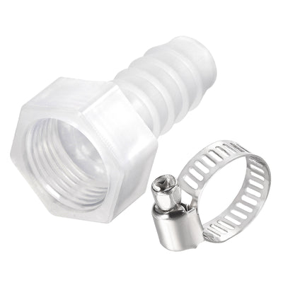 Harfington 1 Set PP Hose Fitting 6mm Barb G3/8 Female Adapter with 6-12mm Hose Clamp