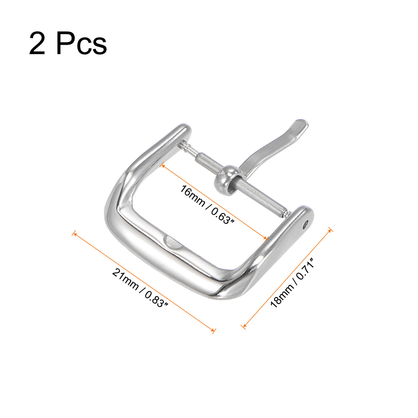 Uxcell Uxcell Watch SUS316 Polished PVD Buckle, Silver Tone for 8mm Width Watch Bands 2 Pcs