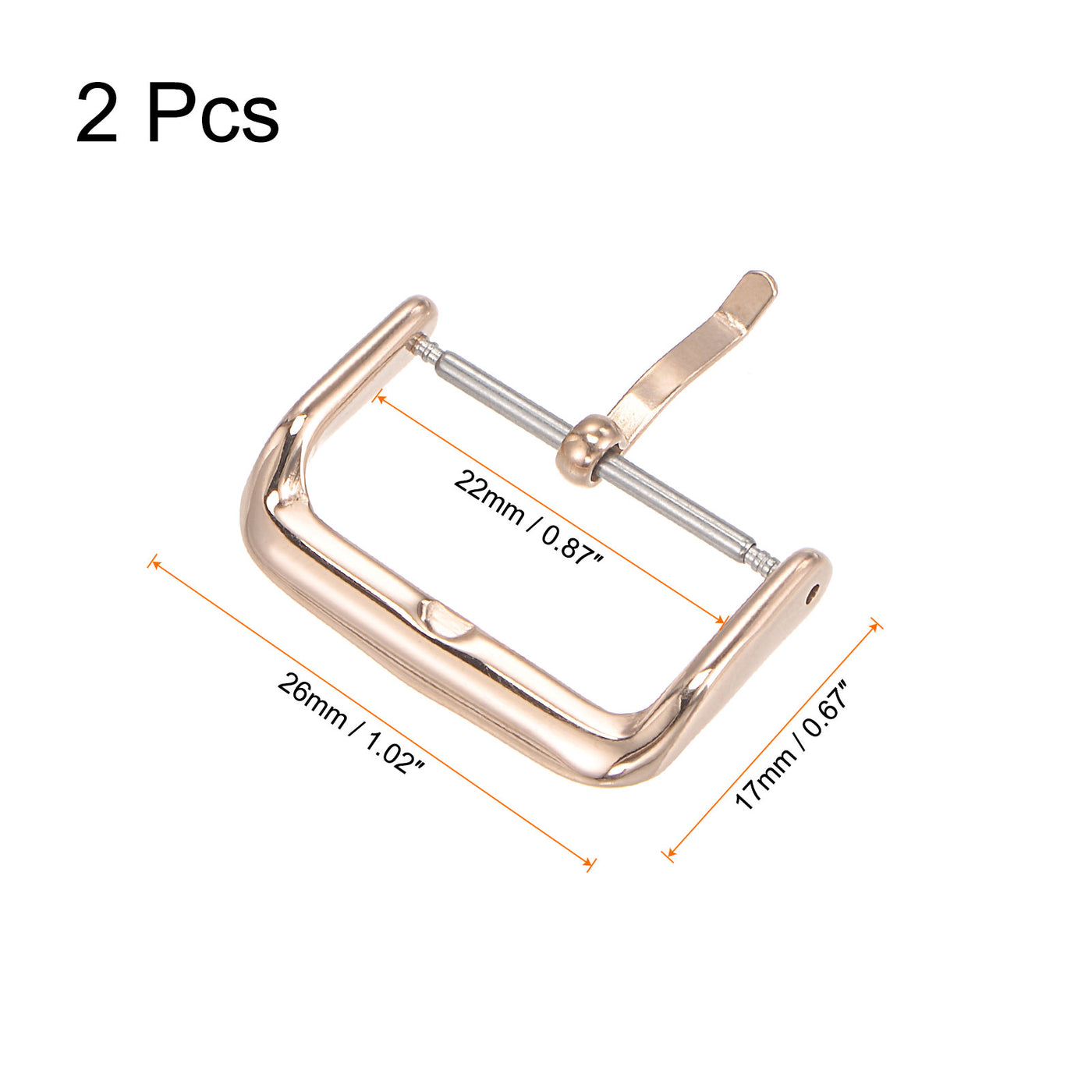 Uxcell Uxcell Watch SUS316 Polished PVD Buckle, Rose Gold Tone for 16mm Width Watch Bands 2Pcs