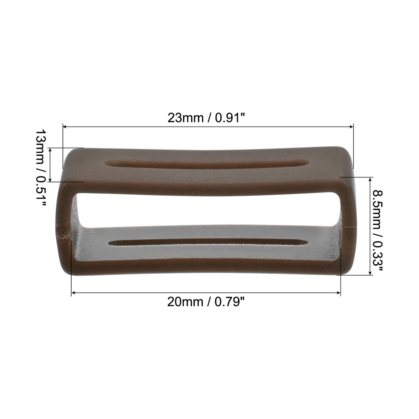 Uxcell Uxcell Watch Band Double-sided Slotted Loops Silicone for 20mm Band, Brown 2 Pcs