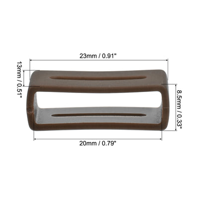 Harfington Uxcell Watch Band Double-sided Slotted Loops Silicone for 20mm Band, Brown 2 Pcs