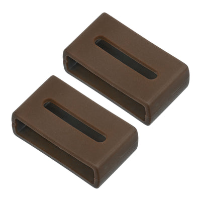 Harfington Uxcell Watch Band Double-sided Slotted Loops Silicone for 20mm Band, Brown 2 Pcs